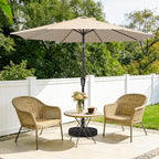 MEWAY 9ft Patio Umbrella Outdoor Table Umbrellas with Push Button Tilt and Crank, Market Umbrella 8 Sturdy Ribs for Deck, Garden, Pool and Backyard, Cream Beige