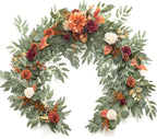 Artificial Flower Garland, 6 Ft Eucalyptus Burnt Orange Silk
