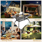 Outdoor Patio Dining Table - All-Weather Cast Aluminum 60" x 28.5“ Patio Rectangular Table with 2" Umbrella Hole for Balcony Lawn Garden Backyard