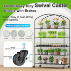 Abimars 5-Tier Greenhouse with Caster Wheel, Each Shelf Height Adjustable Metal Plant Shelf with PVC Cover for Seed Starting Trays, Seedling Pots, Plant Pots, 21x49x80inch