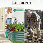 5×3×1.4FT Galvanized Raised Garden Bed Outdoor, Metal Raised Garden Bed Kit, Large Planter Raised Beds, 4 In1 Modular Raised Planter Box Outdoor,Raised Beds for Gardening for Vegetables Flowers Herbs