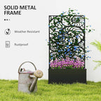 Outsunny Metal Raised Garden Bed with Trellis for Climbing Plants, Freestanding or Wall Mounted Flower Bed with Privacy Panel, Snail Cut-Outs Outdoor Planter Box for Garden, Patio, Balcony