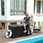 YITAHOME 150 Gallon Large Deck Box with Side Handles, Outdoor Double-Wall Storage for Patio Furniture Cushions, Garden Pool Accessories, Waterproof & Lockable