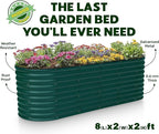 Plant & Plot Galvanized Raised Garden Beds Outdoor // 8×2×2 ft Planter Raised Beds for Gardening, Vegetables, Flowers // Large Metal Garden Box (Dark Green) // Patented Tool-Free Design