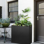 Black Steel Planter Box for Outdoor Plants 24" x 10" x 24" Metal Rectangular Outdoor Planter Box All-Weather Use with Drainage Holes for Patio,Porch,Garden (Black, 24 * 10 * 24)