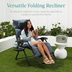 Best Choice Products Oversized Zero Gravity Chair, Folding Outdoor Patio Recliner, XL Anti Gravity Lounger w/Removable Cushion, Cup Holder, Side Tray, 350lb Capacity - Burnt Orange