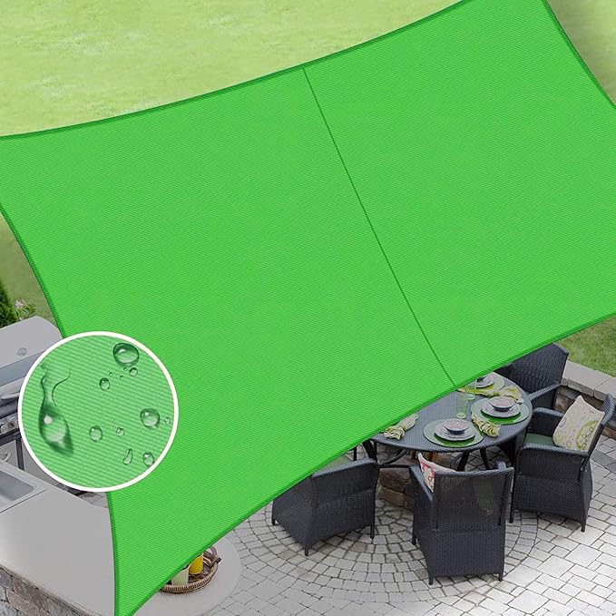 LOVE STORY Rectangle 6'x7' Waterproof Sun Shade Sail Canopy UV Block for Outdoor Patio Backyard Carport,Fruit Green(We Make Custom Size)