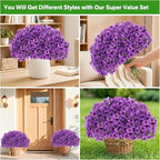 22 Bundles Artificial Flowers Outdoor, Faux Flowers UV Resistant with Plastic Plants, Faux Silk Flowers for Outdoors Outside Front Porch Hanging Planter Window Box Garden Decoration