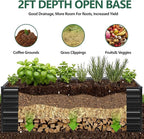 Vengarus 12x4x2FT Galvanized Raised Garden Bed Kit, Large Rectangle Elevated Planter for Vegetables, Flowers, Herbs and Succulents - 718 Gallon Capacity, Black