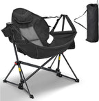 Ainfox Hammock Camping Chair, Foldable Portable Rocking Chairs for Adults Outside Swinging Camp with Cup Holder Pillow for Outdoor Patio Poolside (Black)