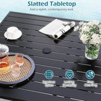 Tangkula 37" Metal Patio Dining Table for 4, Square Heavy Duty Outdoor Dining Table with Umbrella Hole, 4-Person Outside Dining Furniture for Porch, Garden, Balcony and Backyard