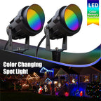 Color Spot Light Outdoor 2-Pack, 120V 12W Waterproof LED Landscape Spotlights, Plug-in Durable Spotlight Outdoor for Yard, Garden, Patio, Tree, House, Halloween, Christmas