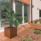 Corten Steel Planter Box Metal Square Planters 26 Inch Steel Large Outdoor Planter Tall Plant for Commercial Residential Patio and Backyard