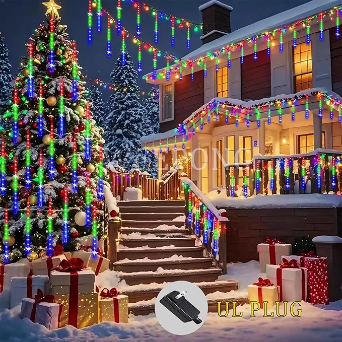 String Lights, 32 Tubes 768 LEDs Multicolor Outdoor Icicle Lights