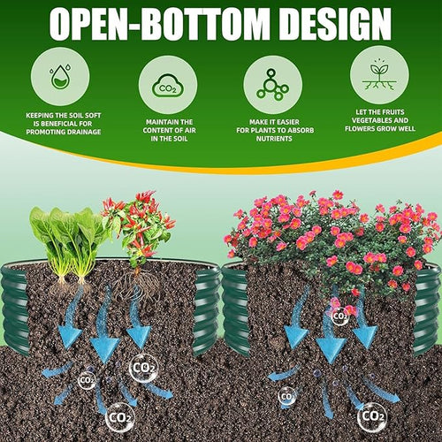 17" Tall Elevated Round Metal Rised Garden Bed- 4'x4' in Size and 0.8MM Thick Durable Planter Box for Vegetables Flowers Succulent at Patio/Garden Outdoor (Dark Green, 4FT Diameter)