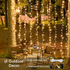 Indoor String Lights, 600 LED Warm White Curtain with Remote