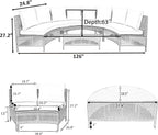Merax 5-Piece Outdoor Sectional Sofa Set, All-Weather PE Wicker Patio Furniture with Tempered Glass Table, Half-Moon Conversation Set for Garden, Deck, Backyard Living Area,Grey