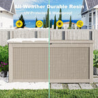 320 Gallon Outdoor Deck Box, Lockable Waterproof Outdoor Storage Boxes For Garden Tools,Indoor Cushions,Accessories Outside Storage Resin Weatherproof Container(Grey)
