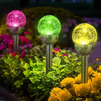 SOLPEX Solar Garden Lights Outdoor, 3 Pack Multi-Color Changing&White 2 Modes Solar Powered Glass Ball Garden Lights Waterproof for Patio Decoration