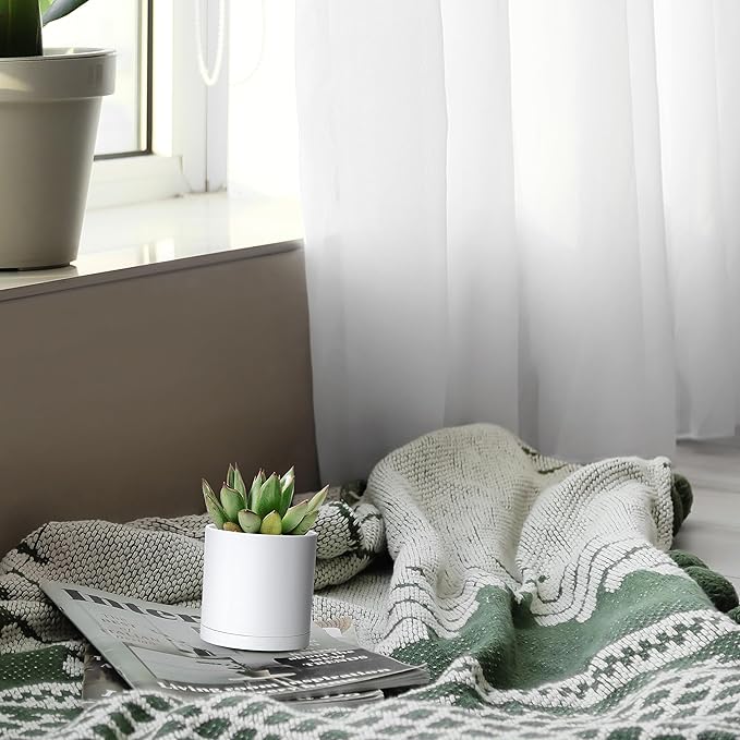 Planter Pots 12 Pack, 3 Inch Matte White Plastic with Saucers
