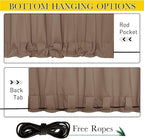 NICETOWN 2 Panels Waterproof Outdoor Curtains Fixed Pocket & Back Tab on Top & Bottom, Thermal Insulated Keep Rain & Sun Out Blackout Windproof Outdoor Drapes with Rope, W52 x L108, Tan-Khaki