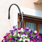 Worth Garden 6-Pack 10" Plant Hanger Bracket - Hand-Forged Wrought Iron Powder-Coated Heavy Duty Wall Hooks - Black Curved Plant Hanging Hooks for Bird Feeders, Flower Baskets, Indoor & Outdoor Use