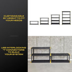 CX Black & Yellow, 5-Tier Heavy Duty Plastic Storage Shelves that Support up to 200lbs/shelf, Organization and Storage, Weather-Resistant Design, Easy Assembly (72”H x 48”W x 20”D)