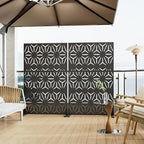 Metal Outdoor Privacy Screen, 3-Panel, 72 x 44 Inch, Black