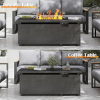 Sundale Outdoor 5 Pieces Patio Furniture Set with Fire Pit Table, Metal Outdoor Sectional Sofa with 6" Olefin Cushion, Modern Outdoor Conversation Sets for Backyard, Poolside, Sunroom