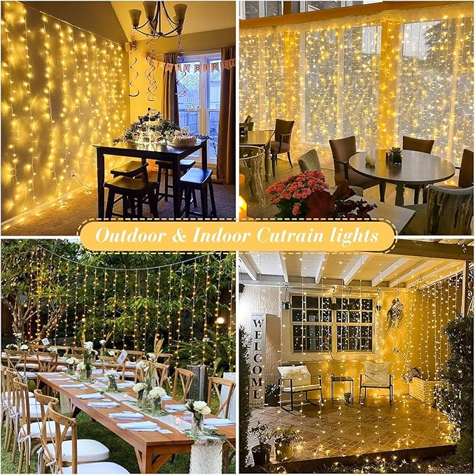 Indoor String Lights: 900 LED Warm White Curtain Lights, 9.5 x 29.5 ft