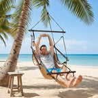 ONCLOUD Upgraded Unique Hammock Hanging Sky Chair, Air Deluxe Swing Seat with Rope (Tan)