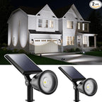 2 Pack Solar Powered Spot Lights Outdoor Waterproof Super Bright LED Yard Spotlight for Tree, Flag, Lawn, Statue, Sunset Landscape Accent Lighting for Outside House Wall Garden Backyard Sidewalk Path