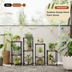 Bamworld Plant Stands Indoor 4 Sets Plant Shelves Outdoor Metal Plant Holder for Multiple Plants Flower Stands Window