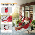 ONCLOUD Upgraded Unique Hammock Hanging Sky Chair, Air Deluxe Swing Seat with Rope (Red)