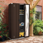 AECOJOY Outdoor Storage Cabinet Waterproof with Adjustable Shelves, Vertical Tall Garden Outdoor Cabinet, Sheds & Outdoor Storage Clearance Cabinet Weatherproof for Outside in Brown