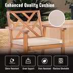 3 Piece Outdoor Patio Furniture Set, Wooden Conversation Patio Set - Image 2