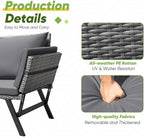 Greesum Outdoor Sofa, Woven Rattan Patio Furniture, Convertible Daybed or Double Chair with Adjustable Armrests, Cushions and Pillows for Yard, Porch, Pool, Gray Lounger & Blue Pillowcase