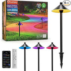 Lumary Smart Low Voltage Pathway Lights 24V 2000LM, Landscape Path Lights with RGBAI Color Changing, App/Remote Control, IP65 Waterproof Walkway Lights for Yard Driveway Garden, 4 Pack, Black Aluminum