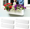 LaLaGreen Wall Planters (24 Inch, 4 Pack) Carbon Steel White Metal Hanging Flower Pots Outdoor for Succulents, Wall Mount Long Rectangular Window Sill Box Fence Floating Garden Shelf for Deck Decor