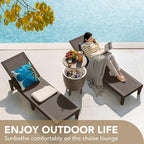 Devoko Outdoor Chaise Lounge Chair Set of 4 for Outside Pool Patio, Adjustable Waterproof Easy Assembly Chaise Lounge Outdoor (Deep Brown, Set of 4)