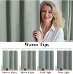 H.VERSAILTEX Linen Blackout Curtains Durable Thick Textured Linen Look 100% Blackout Patio Door Curtain Anti Rust Grommet Extra Wide Sliding Door Curtain Panel, W100 x L84 inch, Green Bay