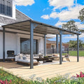 AECOJOY 14' x 12' Gazebo Outdoor Pergola, 12x14 Large Wall-Mounted Hard Top Lean to Metal Gazebo Shelter Pergolas and Gazebos Clearance with Patio Roof, Heavy Duty Awnings for Backyard, Decks