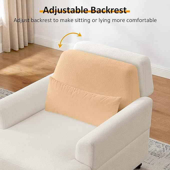 Chaise Lounge Chair Indoor Set of 2, Oversized Accent Chair for Living Room with Adjustable Backrest, Upholstered Mid-Century Reading Armchair for Adults, Comfy Modern Single Sofa Chair for Bedroom
