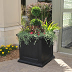 Mayne Fairfield 28-Inch Square Planter – Weather-Resistant Planter for Flowers – Durable Indoor/Outdoor Design for Commerical, Patio, Porch, or Entryway, Black
