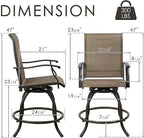 Kozyard Isabella Outdoor Swivel Bar Stools, Counter Height Patio Swivel Chairs with Textilene Seat, High Outdoor Bar Chairs for Backyard, Bistro, and Patio Bars Beige
