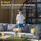 Sundale Outdoor 3 Pieces Patio Furniture Set, Metal Outdoor Sectional Sofa with Coffee Table, All-Weather Modern Outdoor Conversation Sets for Balcony, Porch, Poolside, Sunroom