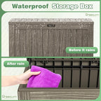 Greesum Outdoor Storage Box 120 Gallon Storage Bin with Lid for Patio Furniture, Garden Tools, Pool Supplies, Lockable, Waterproof and UV Resistant, Coffee