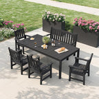 Stoog 4-Piece Patio Furniture Set, All-Weather Outdoor Dining Set, Include 1 Outdoor Bench, 2 Outdoor Chairs and 1 Coffee Table, Black