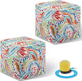 Juexica 2 Pack Ottoman Poufs Indoor Outdoor Inflatable Ottoman Stool Cube Pouffe Square Footstool with Handle for Patio Garden Home Boho Decorative Living Room, Bedroom(16 x 16 x 16 Inches)