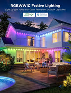 Govee Permanent Outdoor Lights Pro, 150ft with 90 RGBIC LED Lights for Daily and Accent Lighting, 75 Scene Modes for Outdoor Decor, IP67 Waterproof, Works with Alexa, Google Assistant, Matter, Black